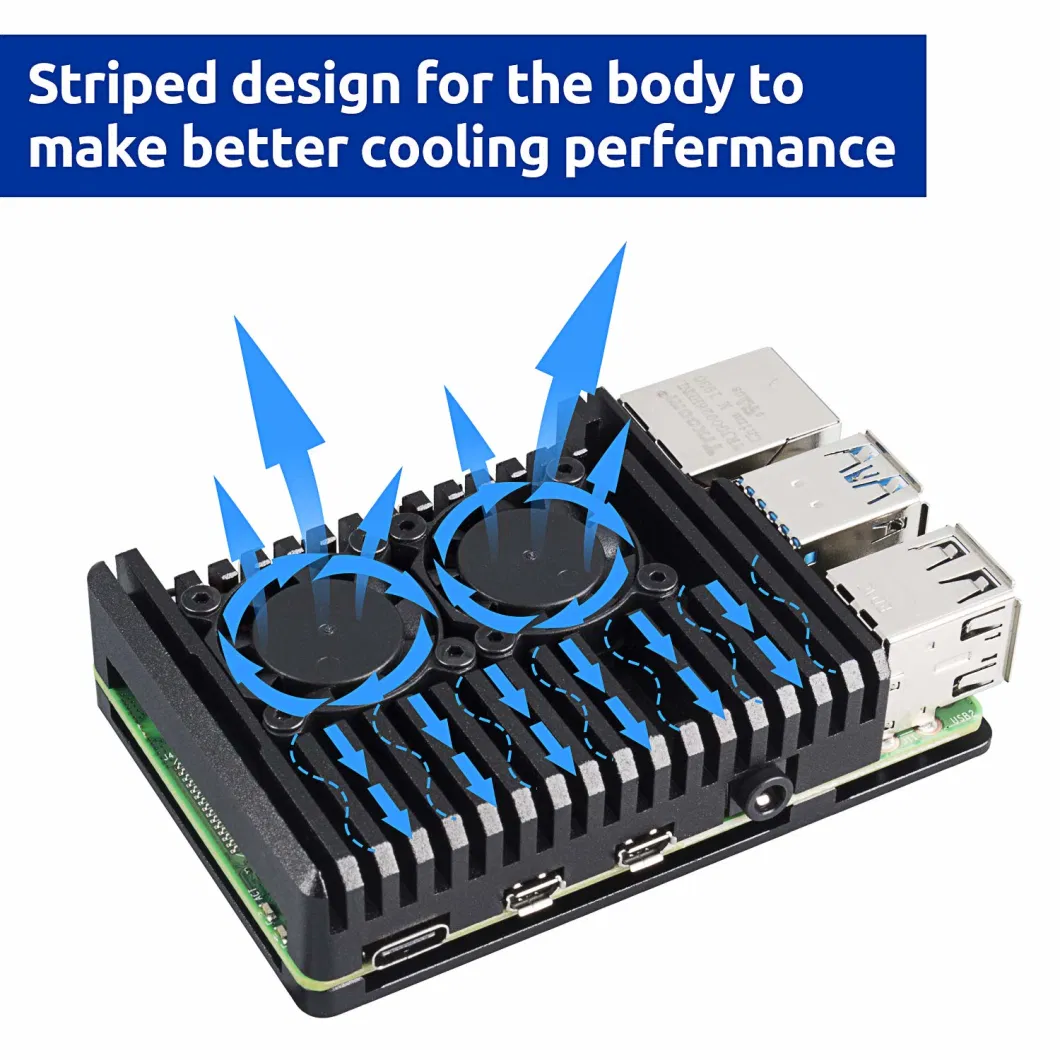 Raspberry Pi 4b Aluminum Case with Dual Fan