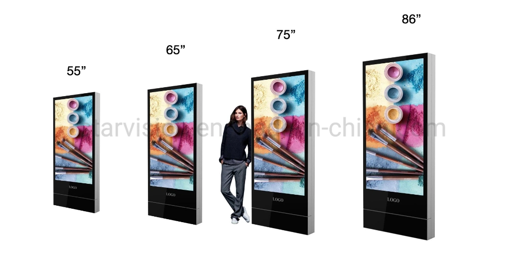 Free-Standing LCD Screen Portrait Display Advertising Mupi Digital Signage for Airport