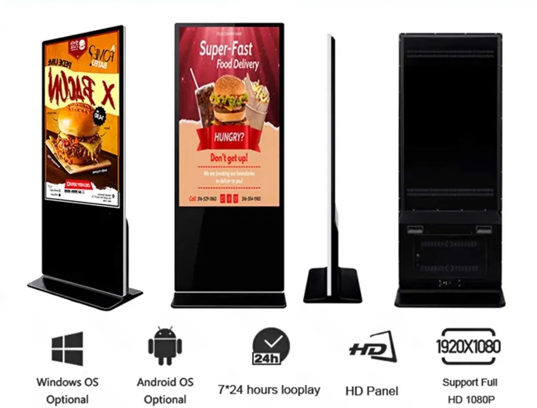 43 Inch Floor Standing Network Advertising Media Player, LCD Screen Digital Signage